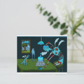 Blue Birthday Gruß Postkarte (Stehend Vorderseite)