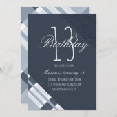 Blue Birthday Kariert Denim Boys Dreizehn Party (Vorne/Hinten)