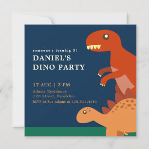Blue Birthday Kids Dinosaur Geburtstagsparty Einla Einladung