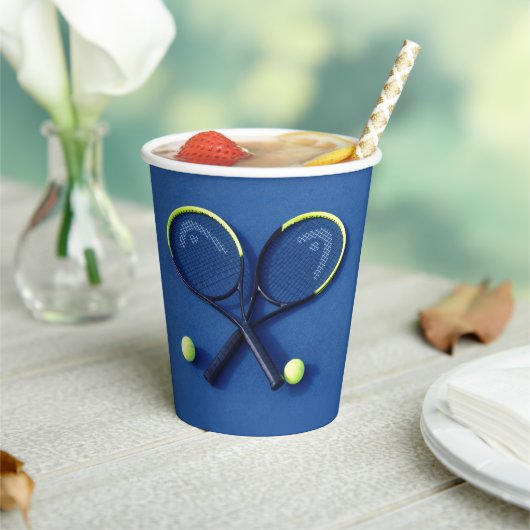 Blue Birthday Party Rackets and Balls Tennis Pappbecher (In Situ)