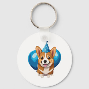Blue Birthday Puppy Classic T - Shirt (1) Schlüsselanhänger