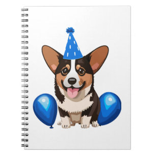 Blue Birthday Puppy Classic T - Shirt Notizblock