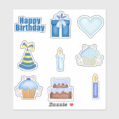 Blue Birthday Sticker Set (Blatt)