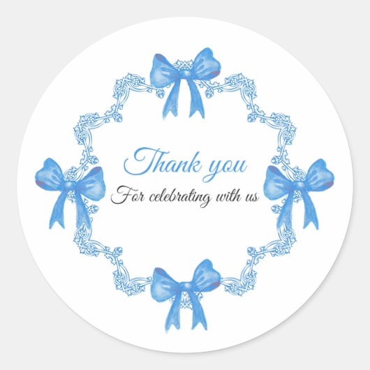 Blue Birthday Thank You Sticker (Vorderseite)