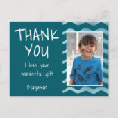 Blue Birthday Vielen Dank Kids Foto Postkarte (Vorderseite)