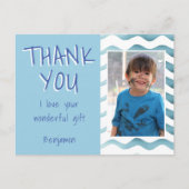 Blue Birthday Vielen Dank Kids Foto Postkarte (Vorderseite)