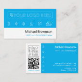 Blue Bitcoin Accepted Crypto Coin Entrepreneur Visitenkarte (Vorne/Hinten)