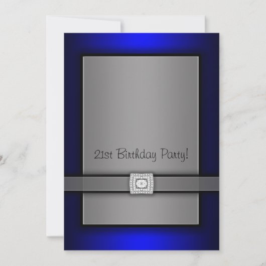 Blue & Black 21. Geburtstag Party Einladungen (Vorderseite)