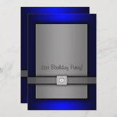 Blue & Black 21. Geburtstag Party Einladungen (Vorne/Hinten)