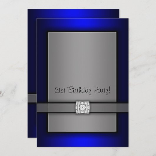 Blue & Black 21. Geburtstag Party Einladungen (Vorne/Hinten)
