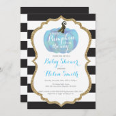 Blue Black and Gold Pumpkin Boy Baby Dusche Einladung (Vorne/Hinten)