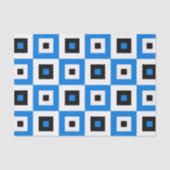 Blue Black and White Checkered Squares Pattern Seidenpapier (Vorderseite)