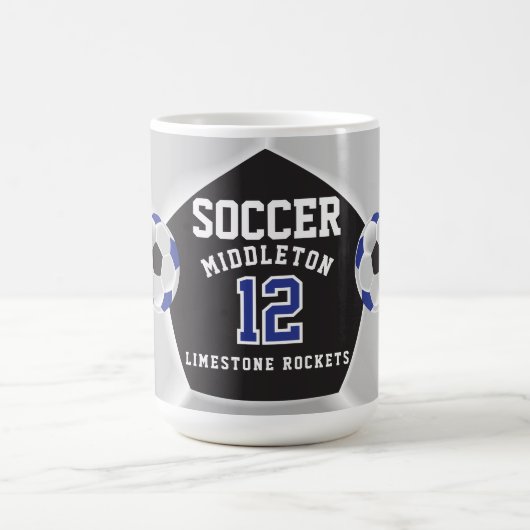 Blue, Black and White ⚽ Fußball Sport Kaffeetasse (Mittel)