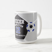 Blue, Black and White ⚽ Fußball Sport Kaffeetasse (VorderseiteRechts)