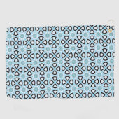 Blue, black and white geometric patterned golfhandtuch (Horizontal)