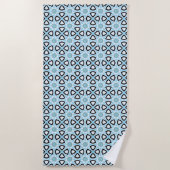 Blue, black and white geometric patterned strandtuch (Vorderseite)