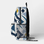 Blue Black and Yellow Abstract Backpack Bedruckter Rucksack (Rechts)