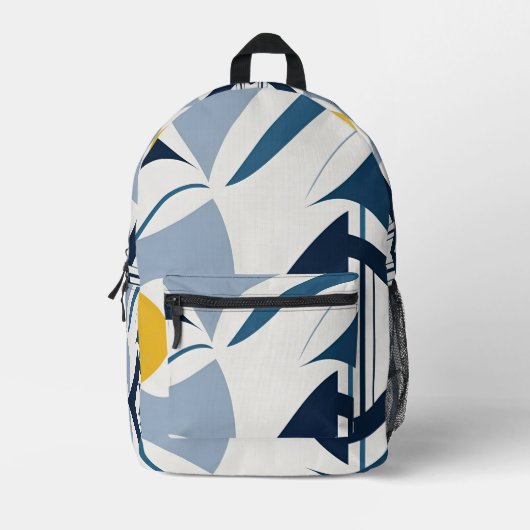 Blue Black and Yellow Abstract Backpack Bedruckter Rucksack (Vorderseite)