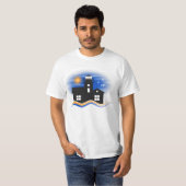 Blue Black and Yellow Lighthouse Seascape Mens T-Shirt (Vorne ganz)