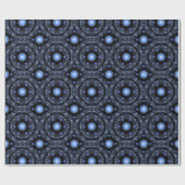 Blue Black Aquamarin Shining Lace Boho Fraktal Man Geschenkpapier (Flach)