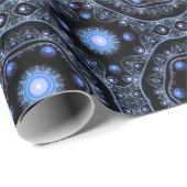 Blue Black Aquamarin Shining Lace Boho Fraktal Man Geschenkpapier (Rolleneckpunkt)