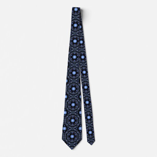Blue Black Aquamarin Shining Lace Boho Fraktal Man Krawatte (Vorderseite)