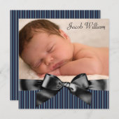 Blue Black Baby Boy Foto Geburtserklärung Ankündigung (Vorne/Hinten)