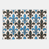 Blue Black Baroque Fleur-de-lis Pattern Design  Geschirrtuch (Horizontal)