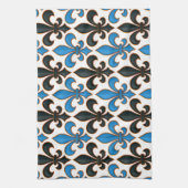 Blue Black Baroque Fleur-de-lis Pattern Design  Geschirrtuch (Vertikal)