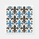 Blue Black Baroque Fleur-de-lis Pattern Design  Serviette (Vorderseite)