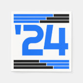 Blue & Black Bars Class of '24 Grad Party Serviette (Vorderseite)