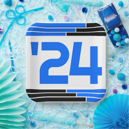 Blue & Black Bars Class of '24 Graduate Pappteller (Party)