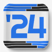 Blue & Black Bars Class of '24 Graduate Pappteller (Vorderseite)