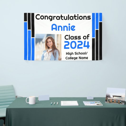 Blue & Black Bars Ein Foto Abschluss Banner (Messeveranstaltung)