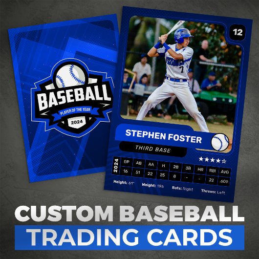 Blue & Black Baseball Player Trading Foto Card Telefonnummerkarte