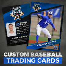 Blue & Black Baseball Trading Card, Baseball Card