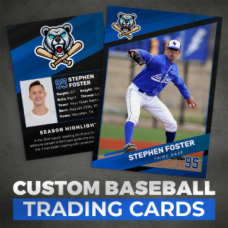 Blue & Black Baseball Trading Card, Baseball Card Telefonnummerkarte