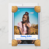 Blue & Black Basketball Abschluss Ankündigung (Vorderseite)