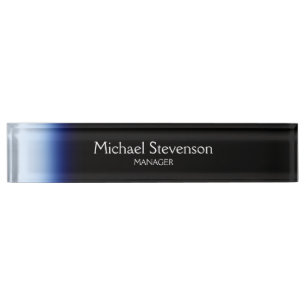 Blue Black Beruflich Modern Desk Namplate Namensplakette