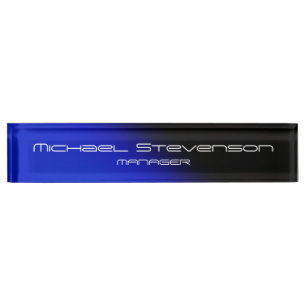 Blue Black Beruflich Modern Desk Namplate Namensplakette