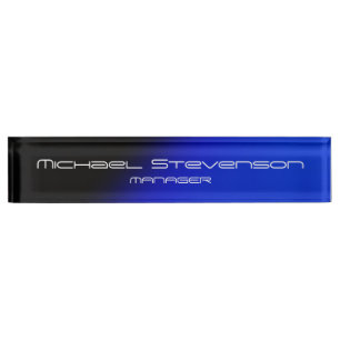 Blue Black Beruflich Modern Desk Namplate Namensplakette