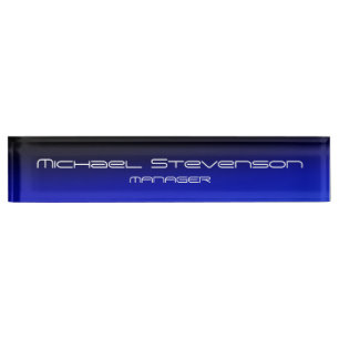 Blue Black Beruflich Modern Desk Namplate Namensplakette