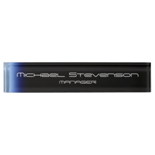 Blue Black Beruflich Modern Desk Namplate Namensplakette