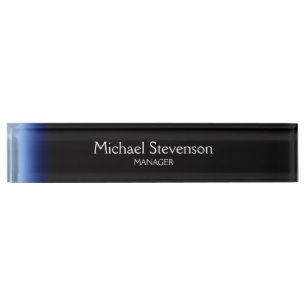 Blue Black Beruflich Modern Desk Namplate Namensplakette