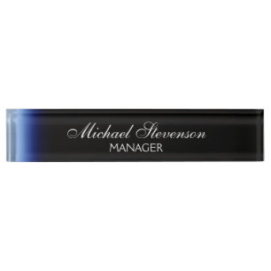 Blue Black Beruflich Modern Desk Namplate Namensplakette