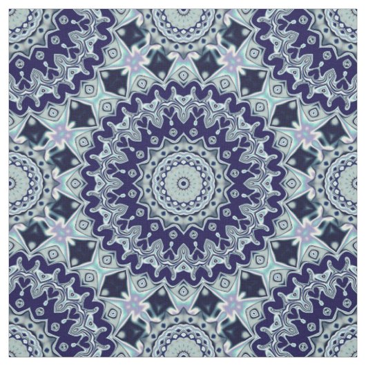 Blue Black Boho Mandala Pattern Stoff (Muster)