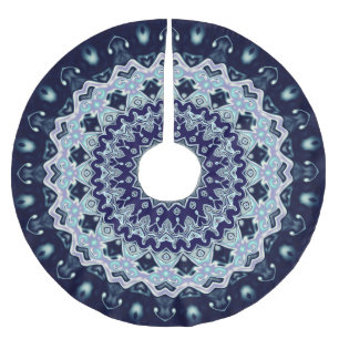 Blue Black Boho Mandala Polyester Weihnachtsbaumdecke