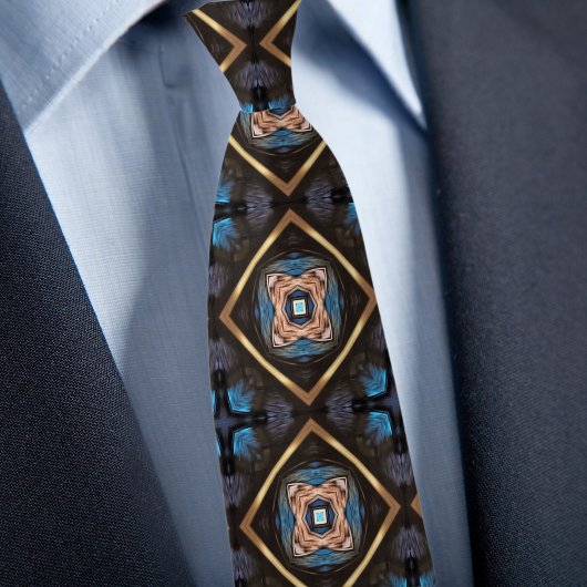 Blue Black Bronze Diamond Pattern Krawatte