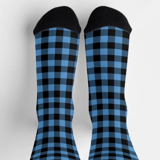 Blue Black Buffalo Karo Pattern Socken (Oben)
