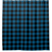 Blue Black Buffalo Lumberjack Karo Kariertes Muste Duschvorhang (Vorderseite)